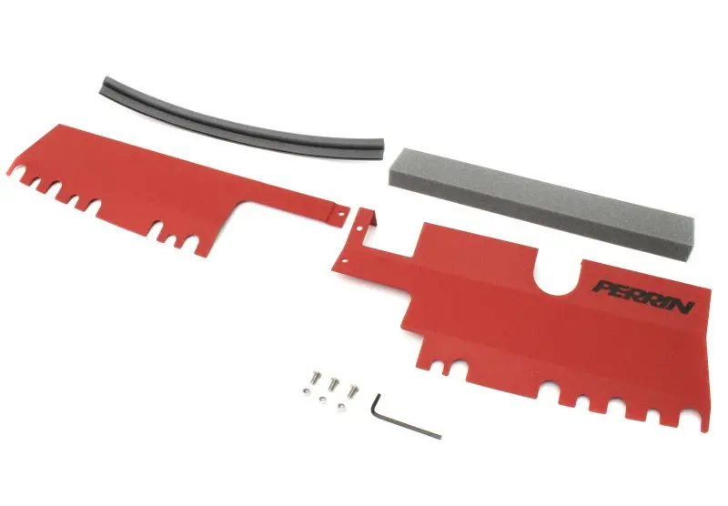 Perrin Radiator Shroud (With Oem Intake Scoop) Red - Fits 15-21 Subaru Wrx/Sti 1