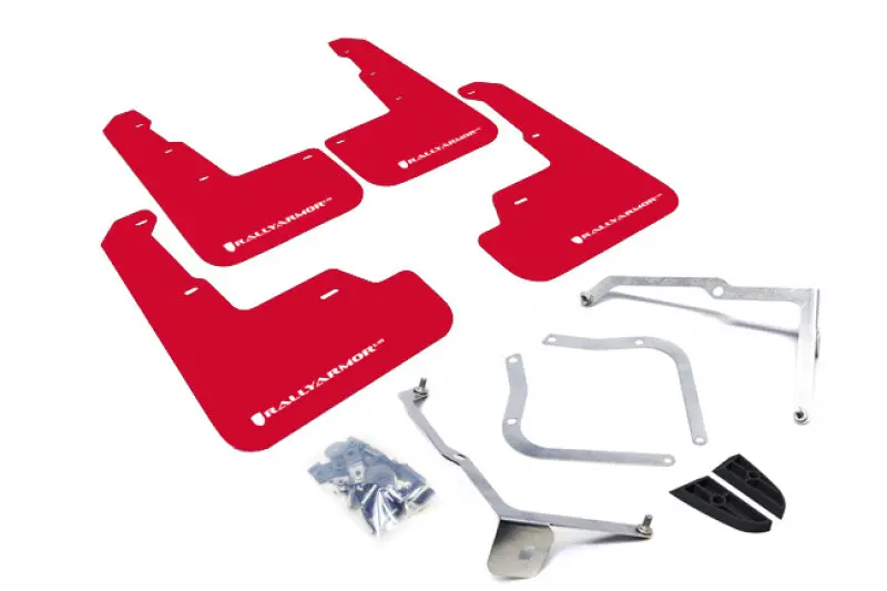 Rally Armor - Subaru 15-21 Wrx & Sti - Urethane Mud Flaps (Red W/ White Logo) 1