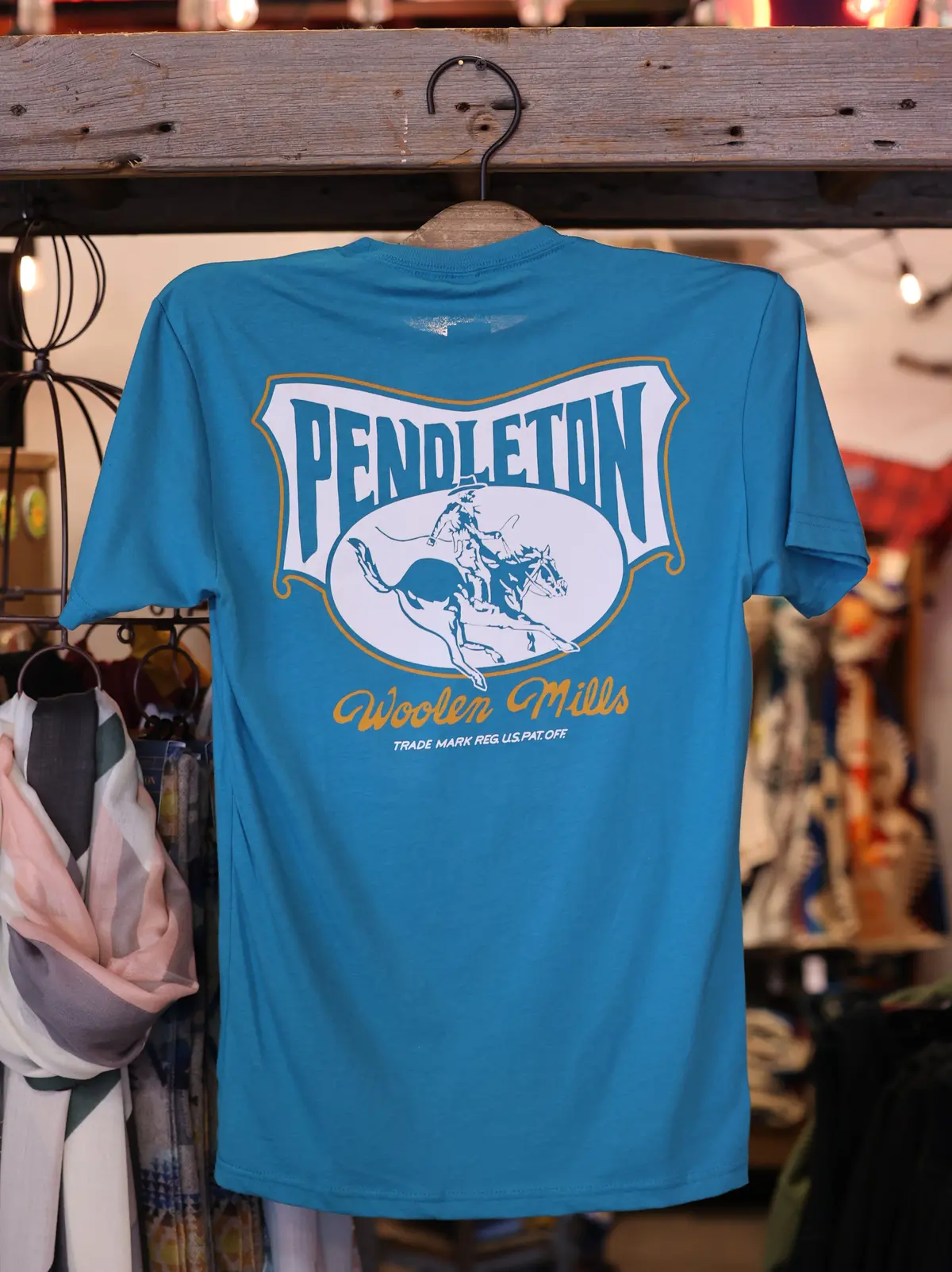 Pendleton Short Sleeve Rodeo Rider Graphic Tee In Teal & Orange 1