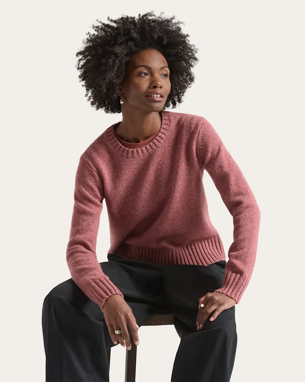 Pendleton Women's Relaxed Shetland Crew Sweater In Dark Rose Heather 1