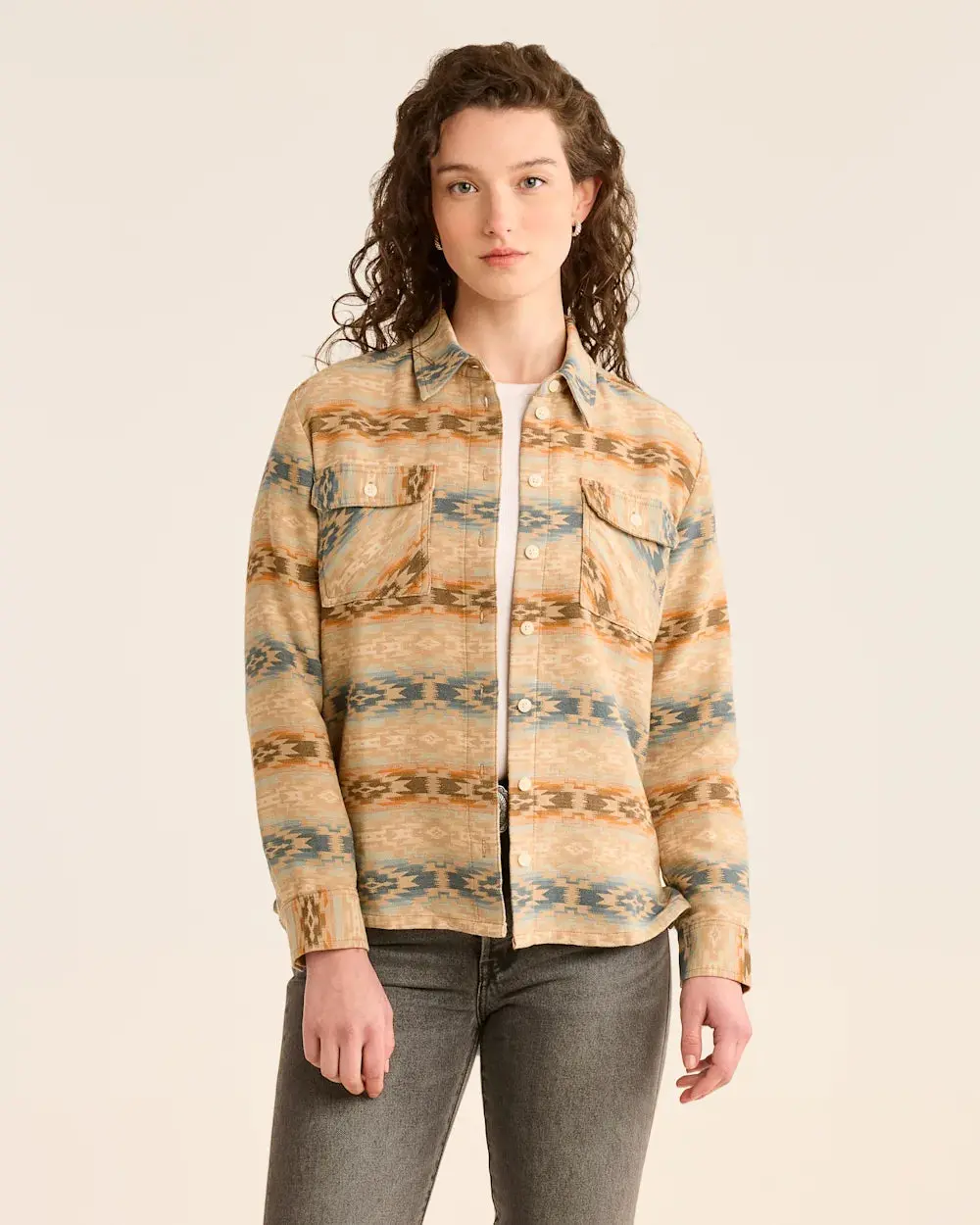Pendleton Women's Coastline  Over Shirt In Mesilla Tan Multi 1