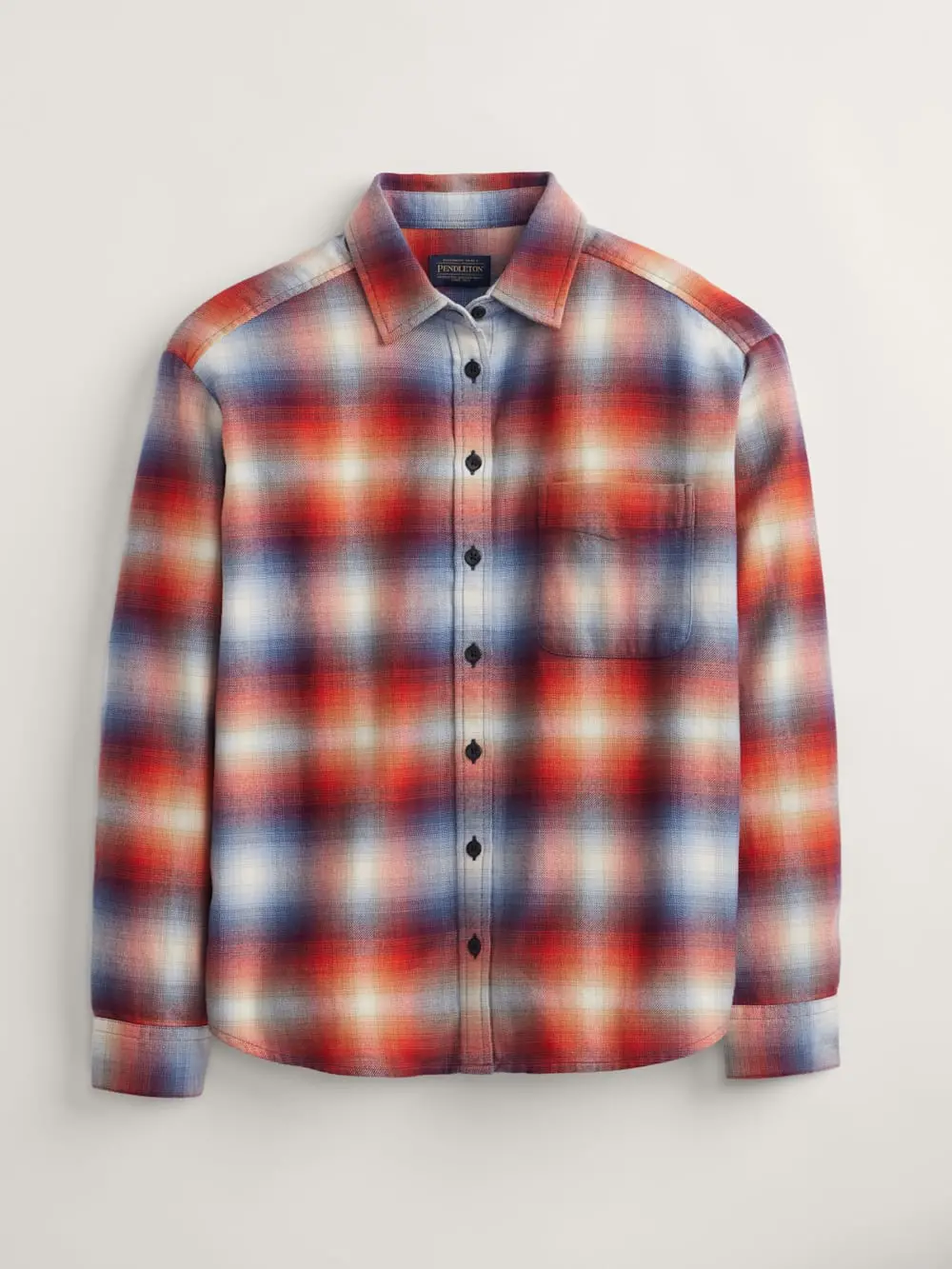 Pendleton Women's Plaid Boyfriend Doublebrushed Flannel Shirt- Rust Navy Ombre 1