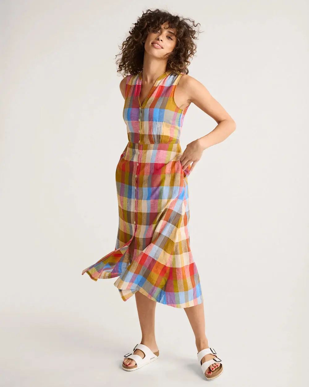 Pendleton Women's Lana Sleeveless Linen Dress Plaid Multi 1