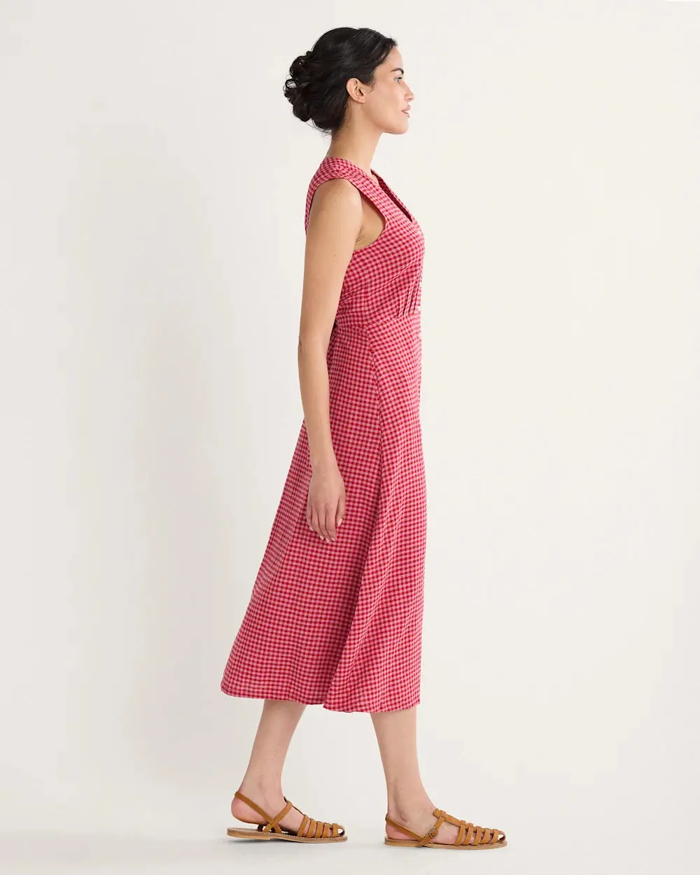 Pendleton Women's Lana Sleeveless Linen Dress Pink Check 3