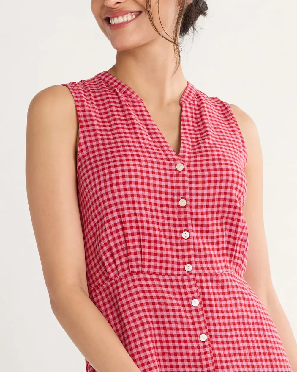 Pendleton Women's Lana Sleeveless Linen Dress Pink Check 2