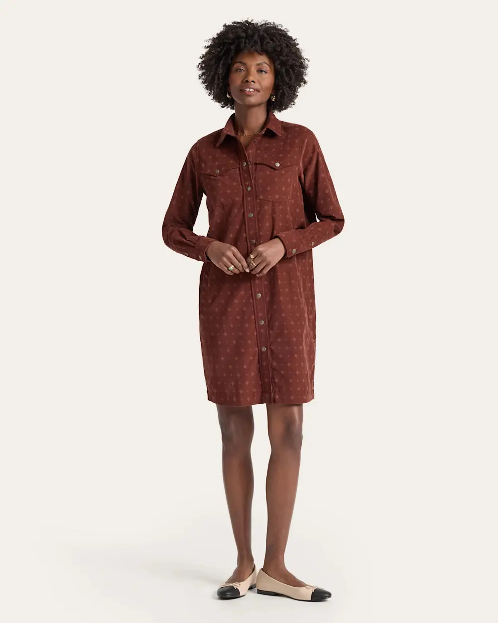 Pendleton Parker Corduroy Dress In Burgundy Foulard 1