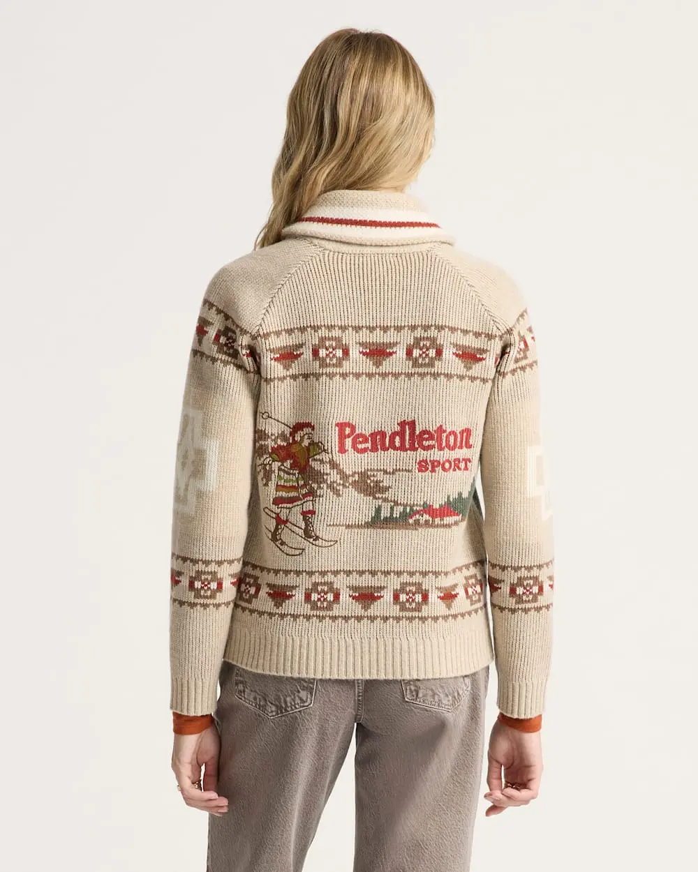 Pendleton Women's Alpine Lambswool Zip-Up Cardigan In Oatmeal Heather 1