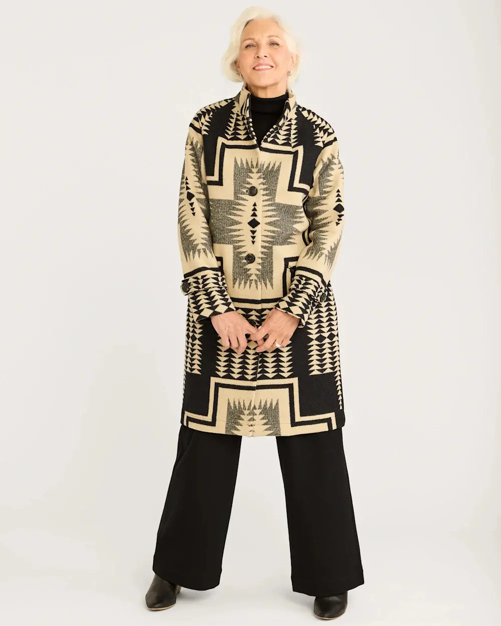 Pendleton Timberline Coat In Black/Tan Harding 1