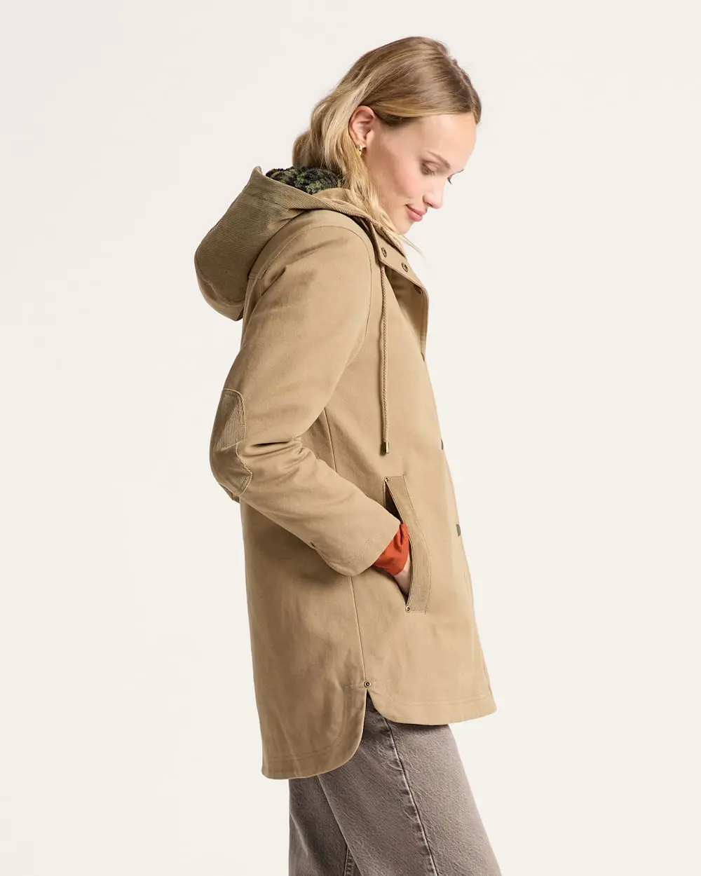 Pendleton Women's Cedar Creek Canvas Cord Trim Parka In Old Oak 2