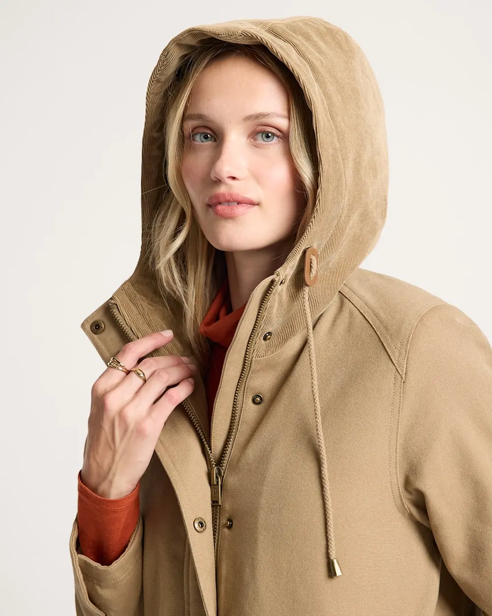 Pendleton Women's Cedar Creek Canvas Cord Trim Parka In Old Oak 1