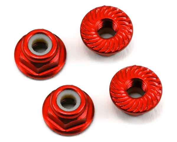 175Rc Aluminum 4Mm Serrated Locknuts (Red) 1