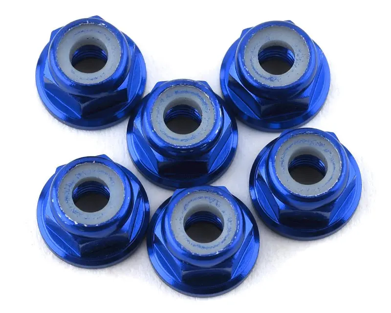 175Rc Lightweight Aluminum M3 Flanged Lock Nuts (Blue) (6) 1