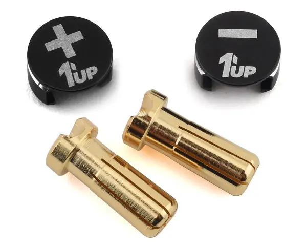 1Up Racing Lowpro Bullet Plug Grips W/5Mm Bullets (Black/Black) 1