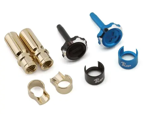 1Up Racing "Lockdown" Adjustable Bullet Plug Grips W/5Mm Bullets (Blue/Black) 1