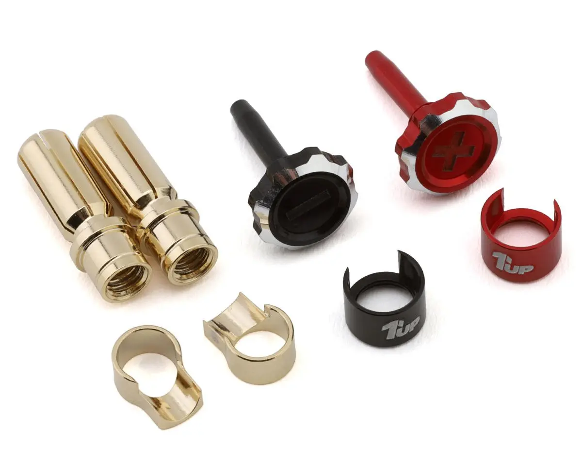 1Up Racing "Lockdown" Adjustable Bullet Plug Grips W/5Mm Bullets (Red/Black) 1