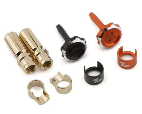 1Up Racing "Lockdown" Adjustable Bullet Plug Grips W/5Mm Bullets (Orange/Black) 1