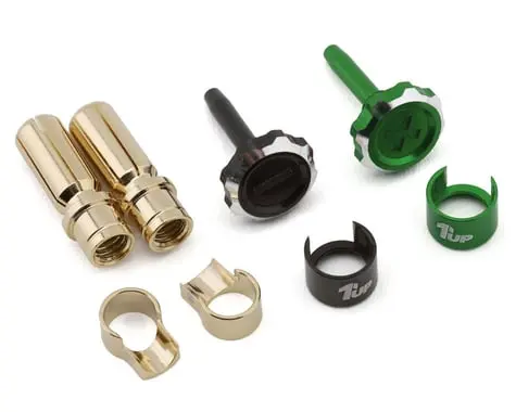 1Up Racing "Lockdown" Adjustable Bullet Plug Grips W/5Mm Bullets (Green/Black) 1