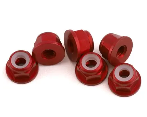 1Up Racing 3Mm Aluminum Flanged Locknuts (Red) (6) 1