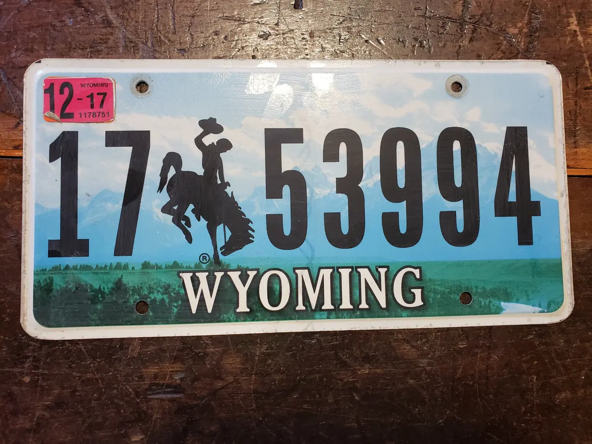 2017 Wyoming License Plate 17 53994 1