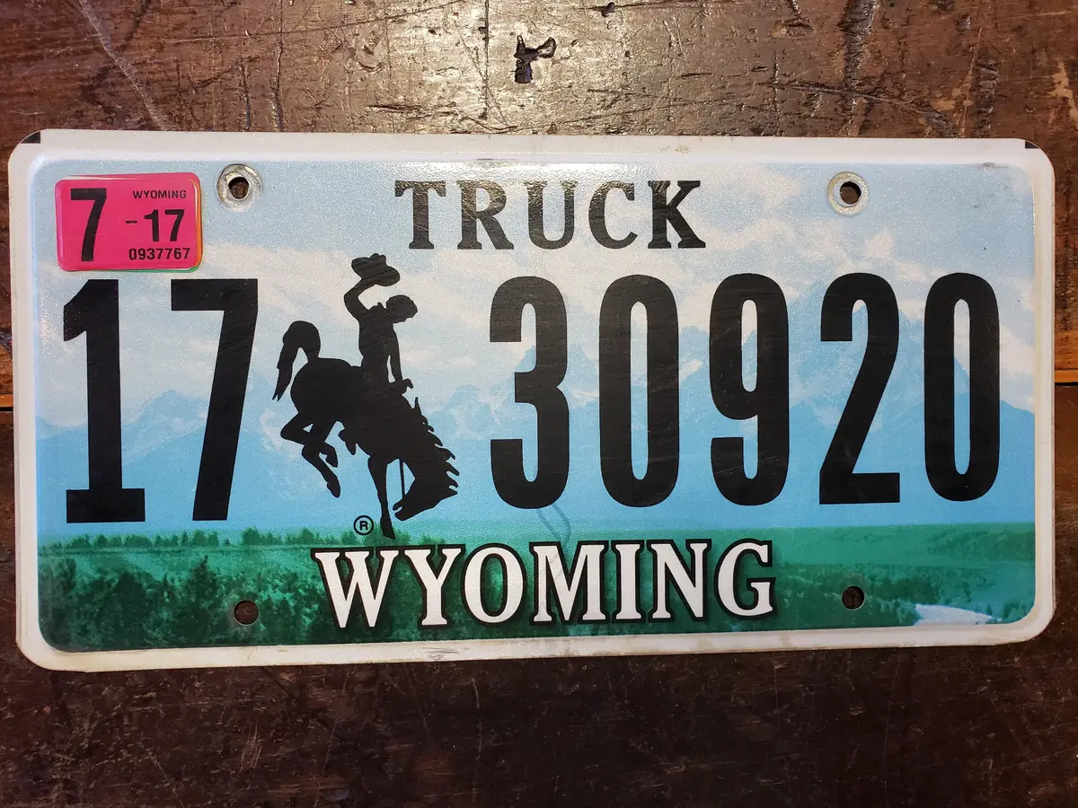 2017 Wyoming Truck License Plate 17 30920 1