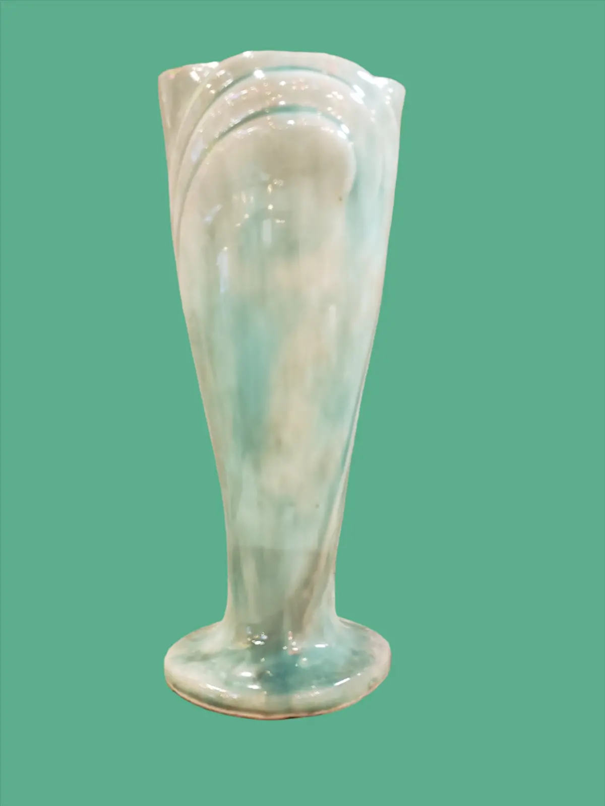 Aqua Colored Vintage Vase With Golden Rim 1