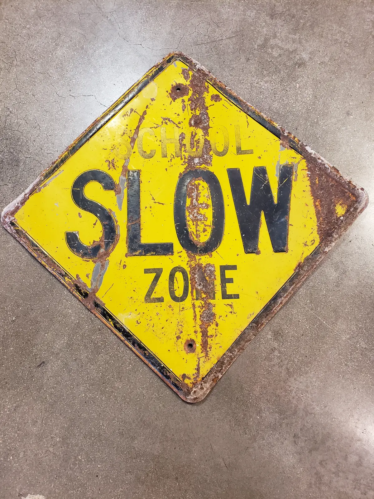 Vintage Slow School Zone Sign 1