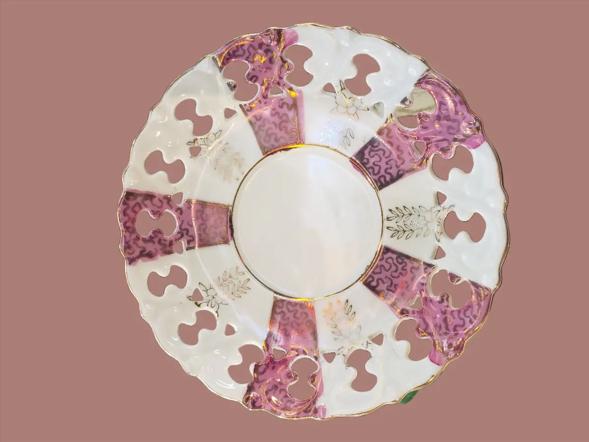 Purple And White Teacup Plate 1