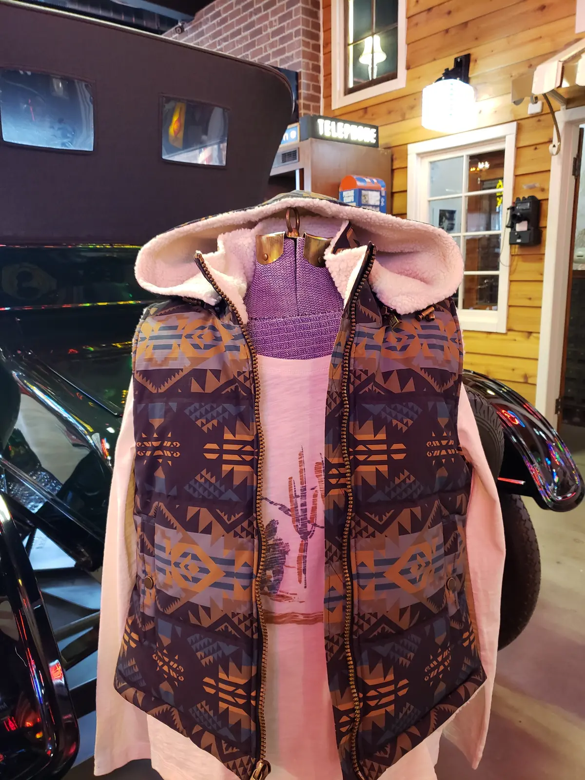 Pendleton Women's Cedar Sherpa Lined Vest In Journey West Black Blue 1