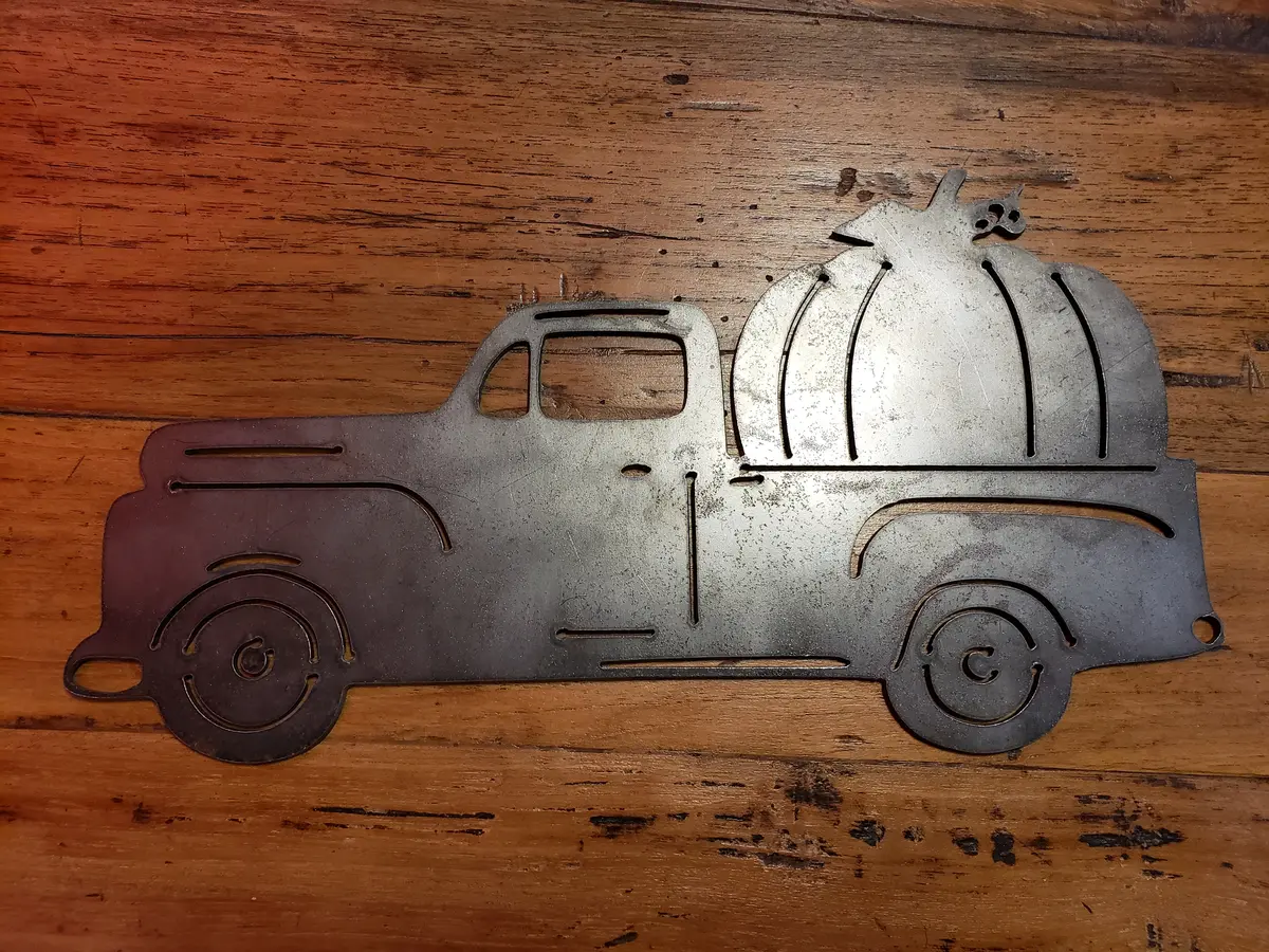 Wyoming Old Truck With Large Pumpkin Metal Art 1