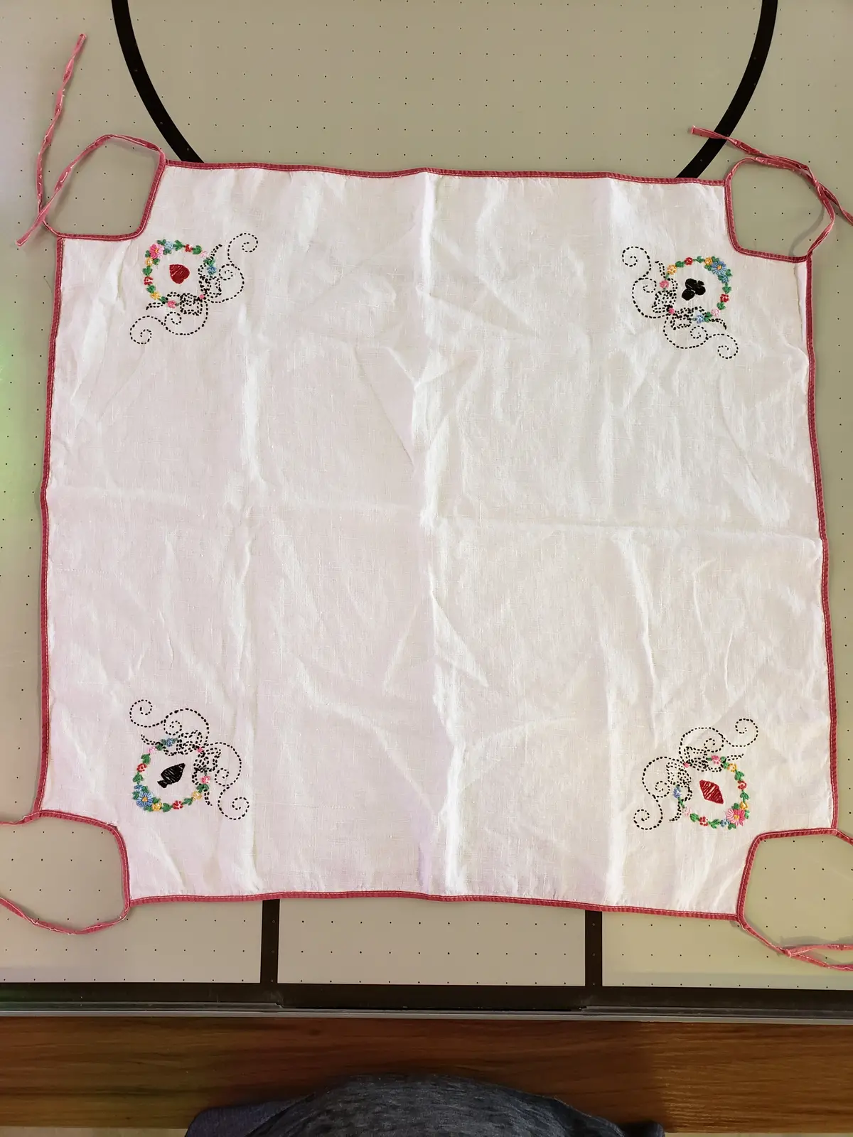 Embroidered Card Table Cover 1