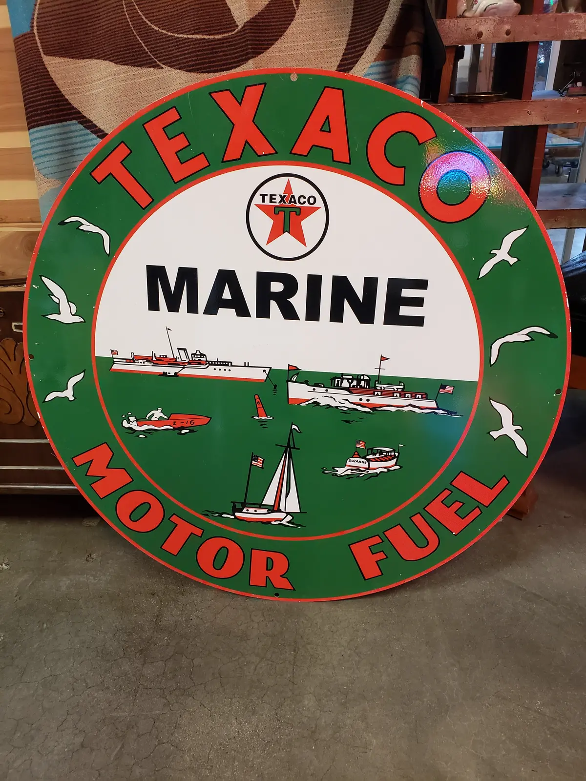 Texaco Marine Motor Fuel Vinyl Over Steel Reproduction Sign 1