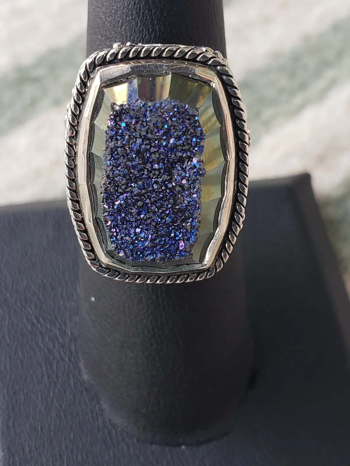 Sterling Window Druzy Ring Size 7.5 1