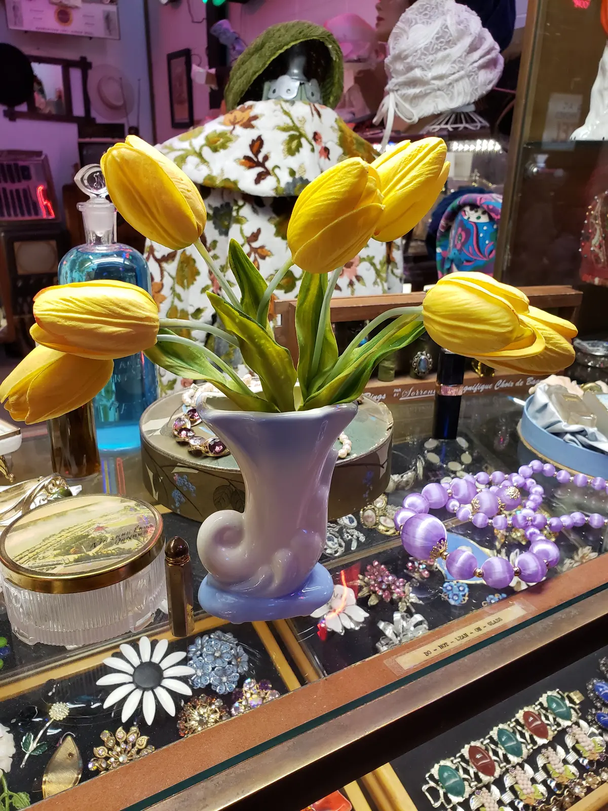 American Bisque Blue And White Cornucopia Vase 1