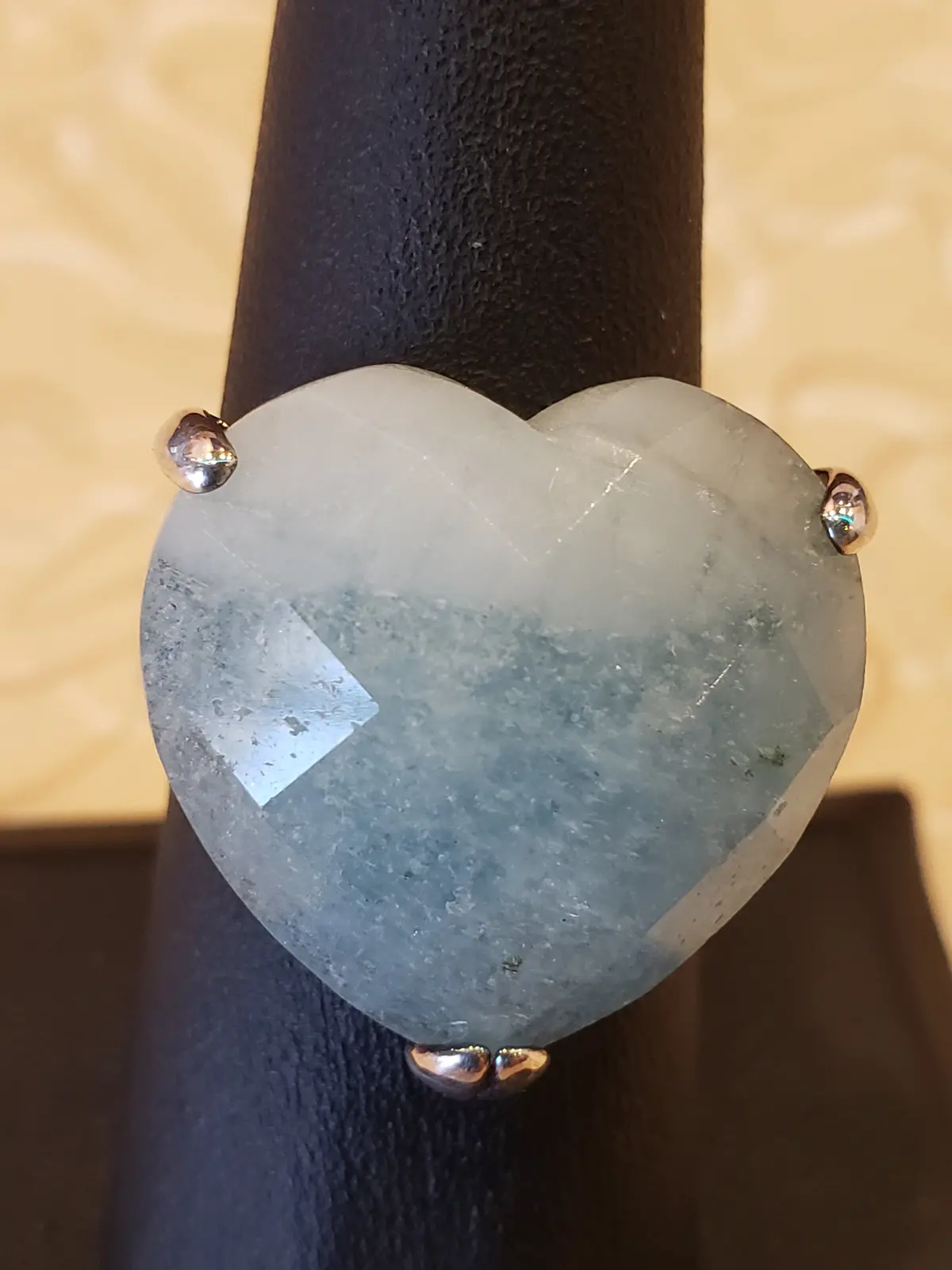 .925 Ring Heart Shaped Blue Stone Size 7.5 1