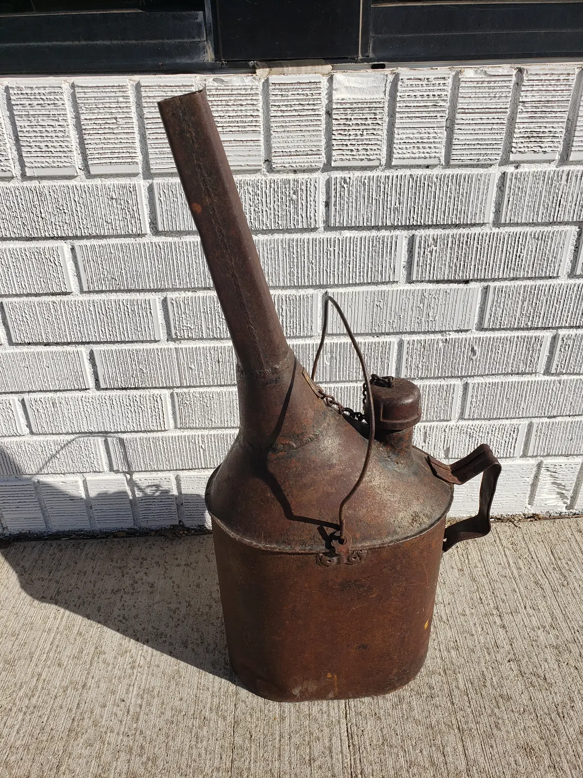 Antique Railroad Oil Can With Squared Spout 1