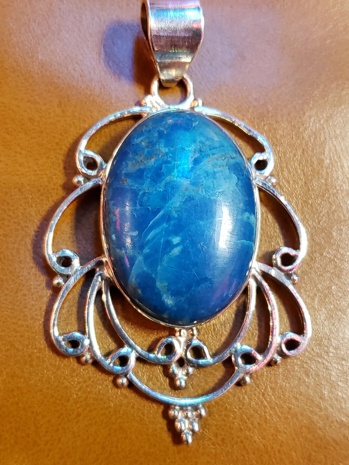 .925 Apatite Pendant / .925 36 Inch Milor Italy Chain 1