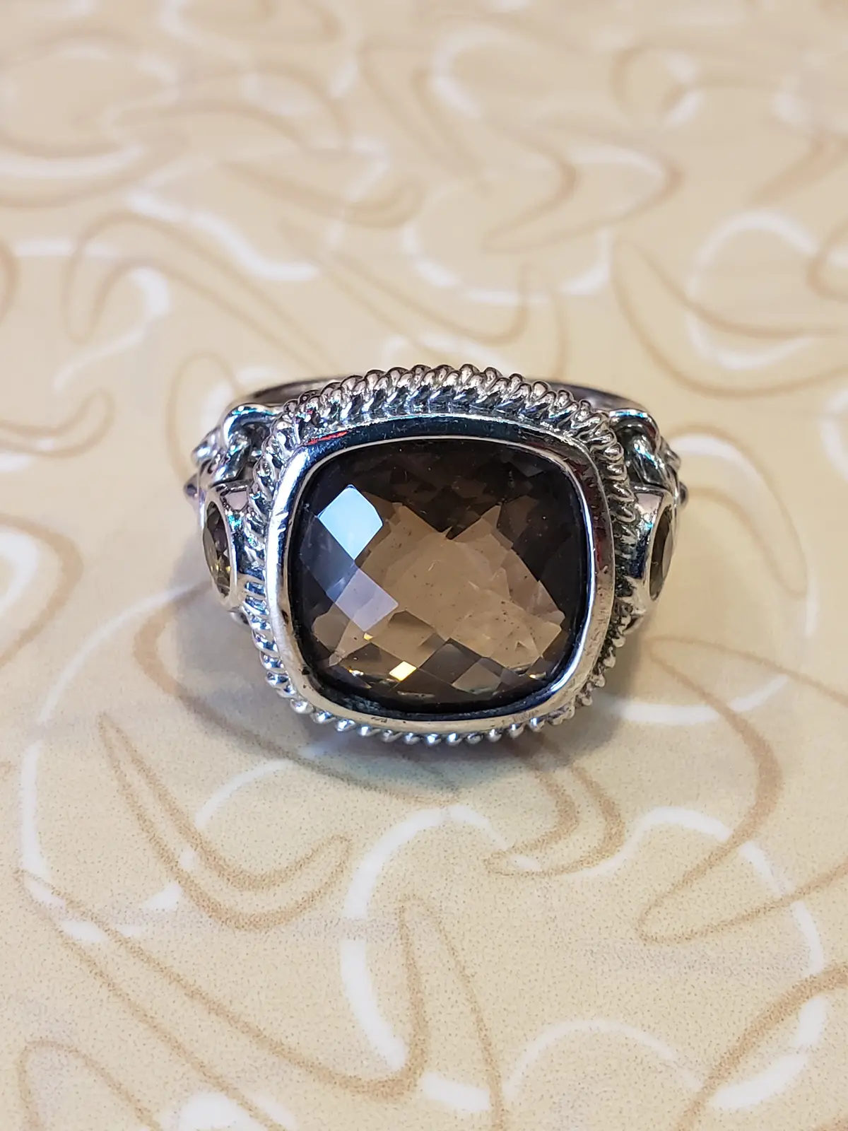 .925 Mexico Smoky Quartz Ring Size 9.5 1