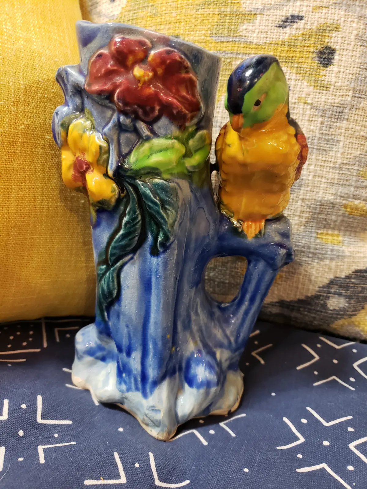 Blue Vase With Parrot 1