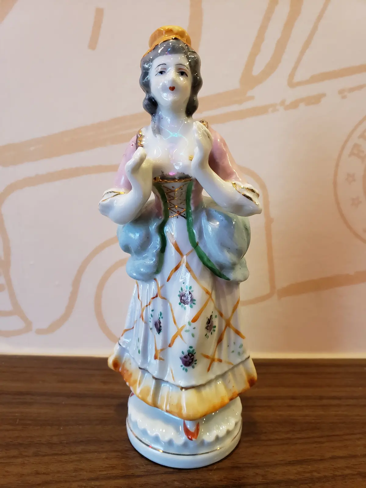 Bisque Figurine Of Victorian Lady With Uplifted Hands 1