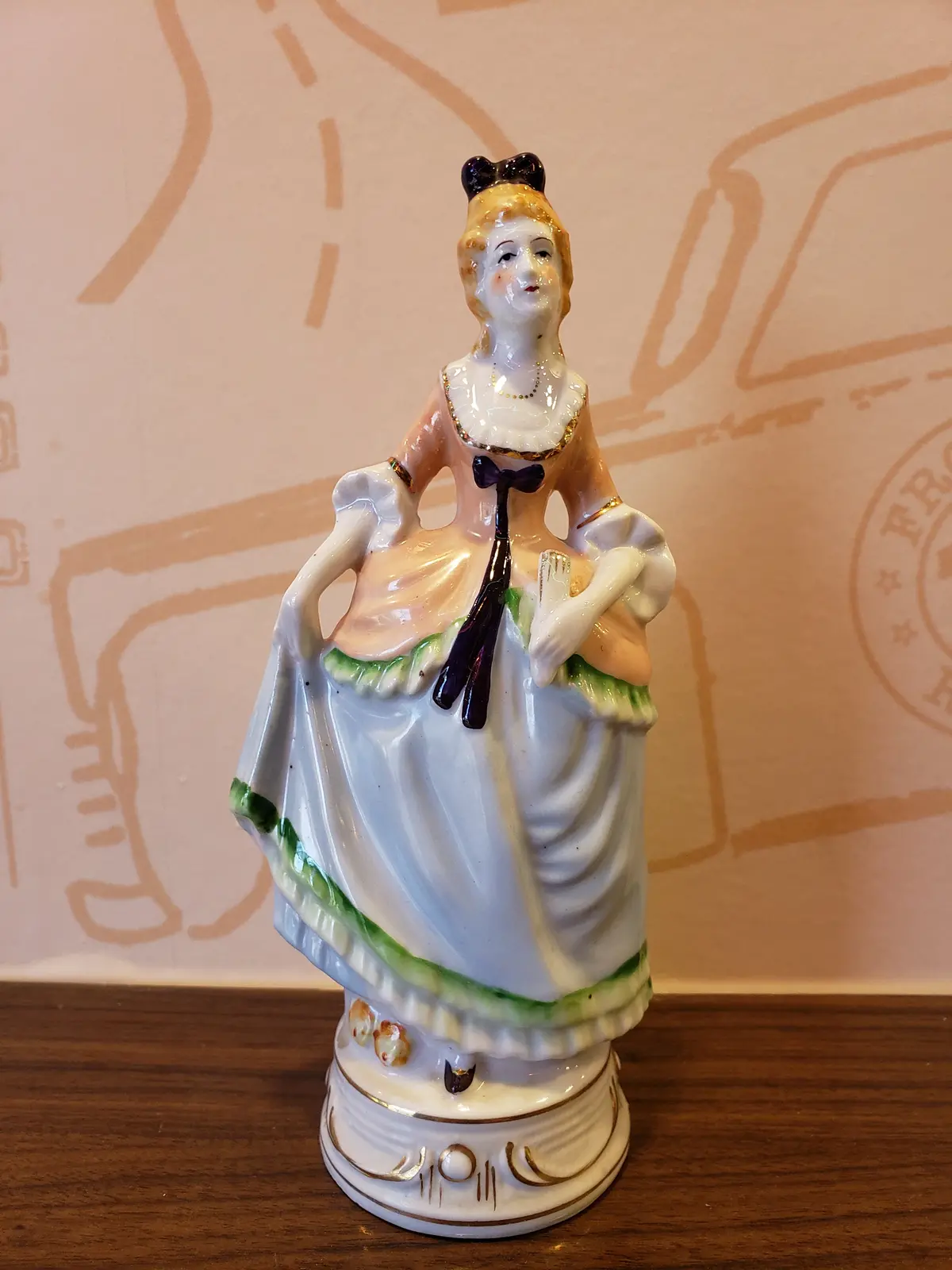 Victorian Lady Figurine (Orange Hair Purple Bow) 1