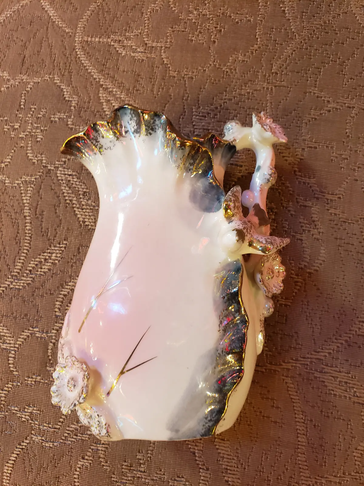 Pink And Grey Porcelain Bird Vase (Japan) 1