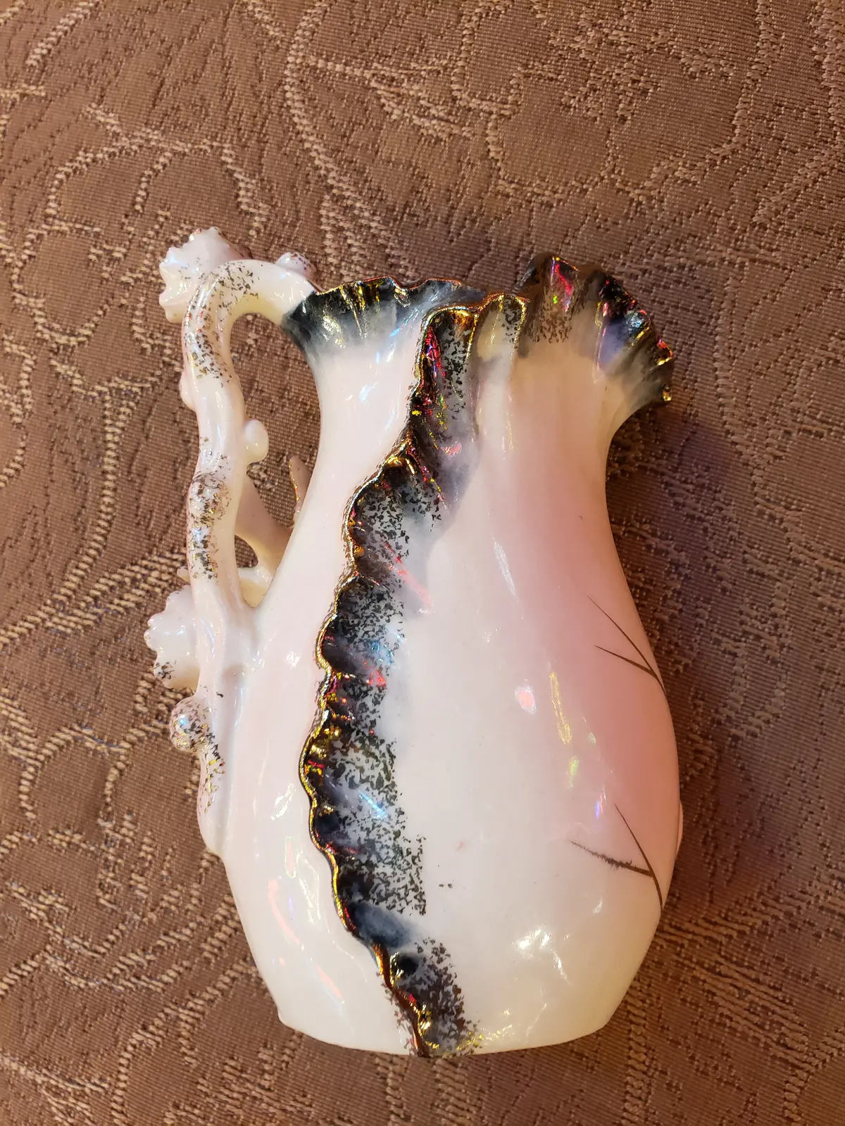 Pink And Grey Porcelain Bird Vase (Japan) 2