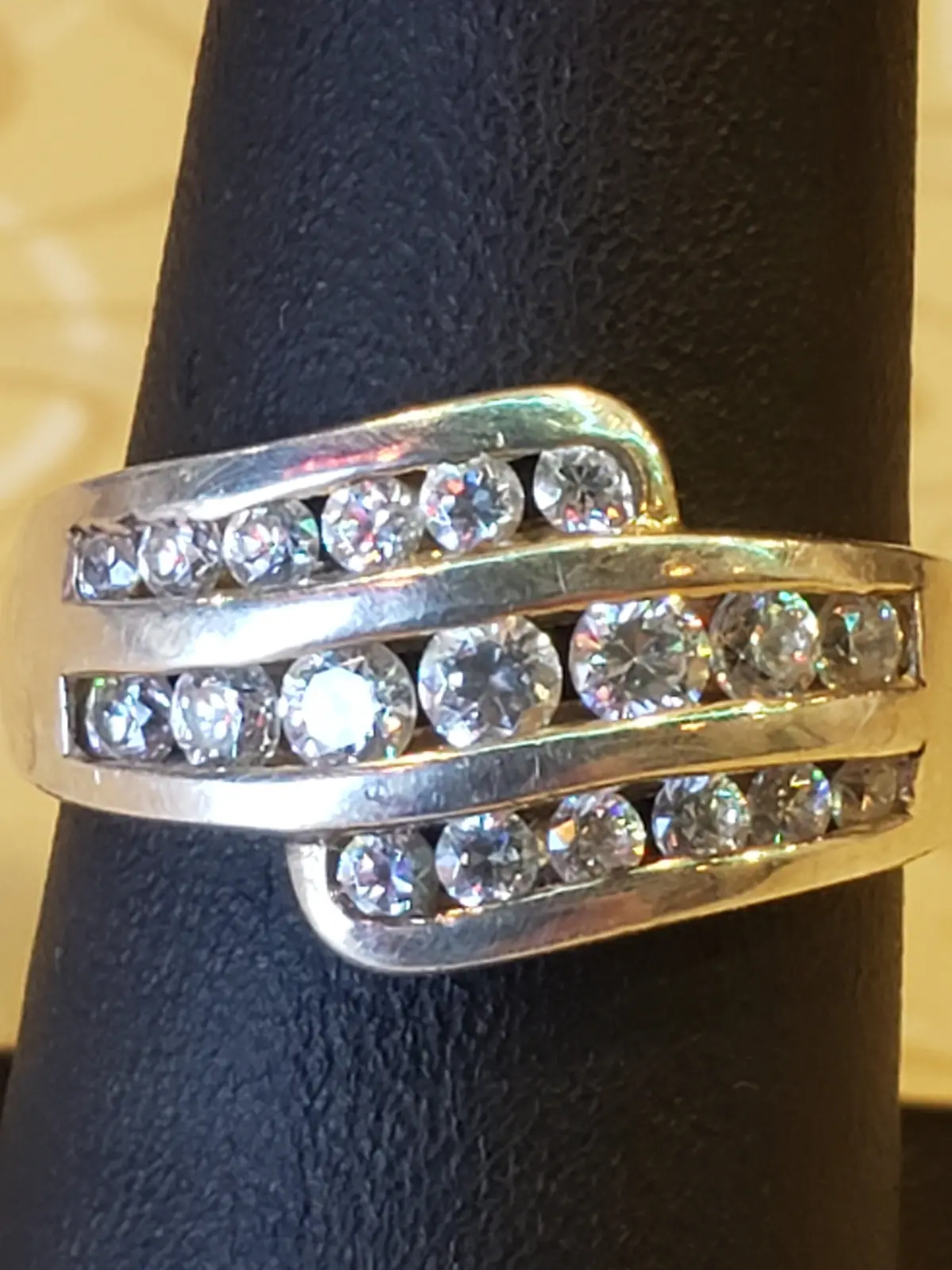 .925 Sterling Ring, Size 7.5, 19 Cz Stones 1