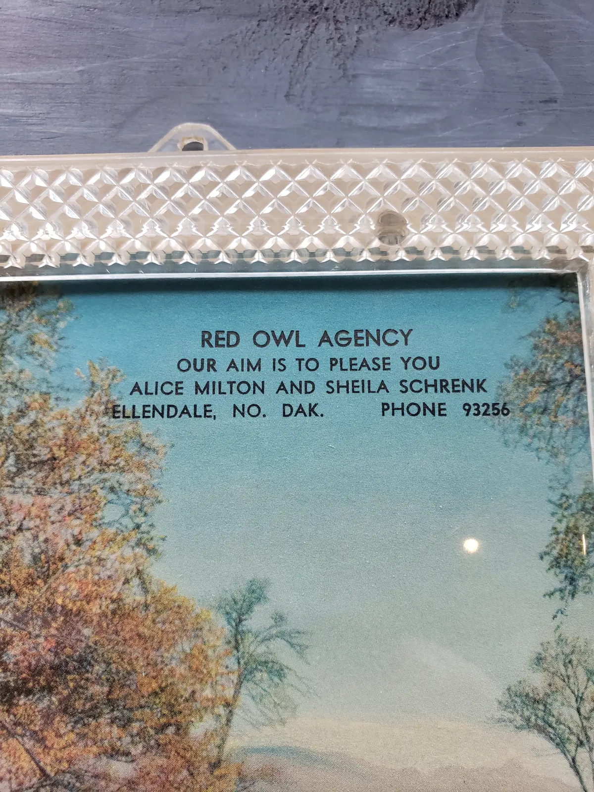 Ad In Lucite Frame For Red Owl Agency, Ellendale Nd 2