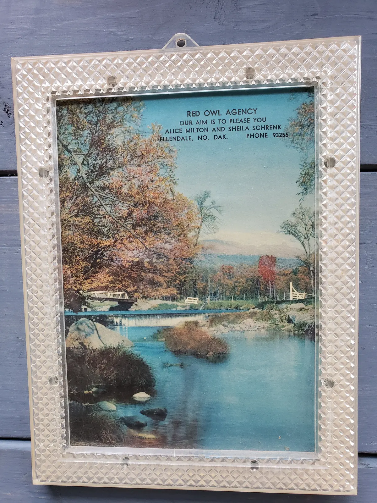 Ad In Lucite Frame For Red Owl Agency, Ellendale Nd 1