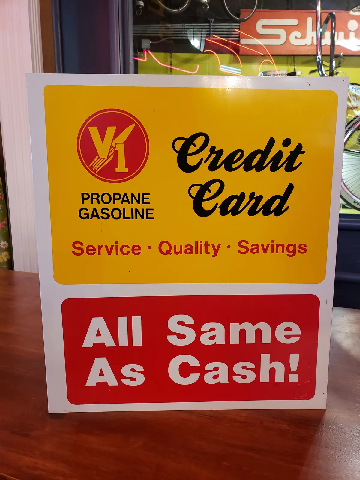 Double Sided Flanged V1 Credit Card Sign 1
