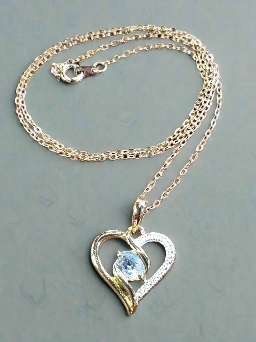 Heart Necklace With Blue Stone 1