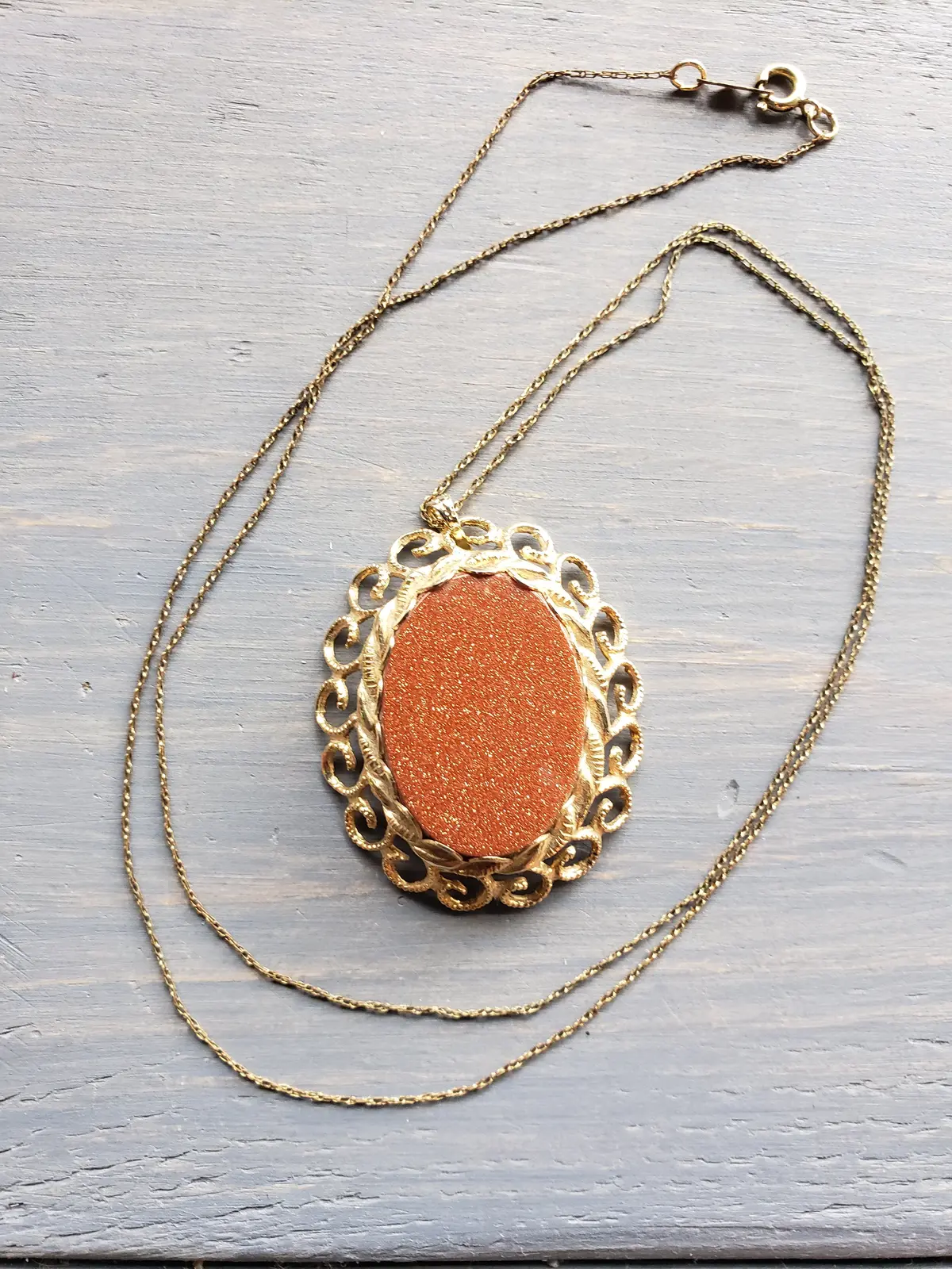 14K Gf Chain & Goldstone Pendant 1