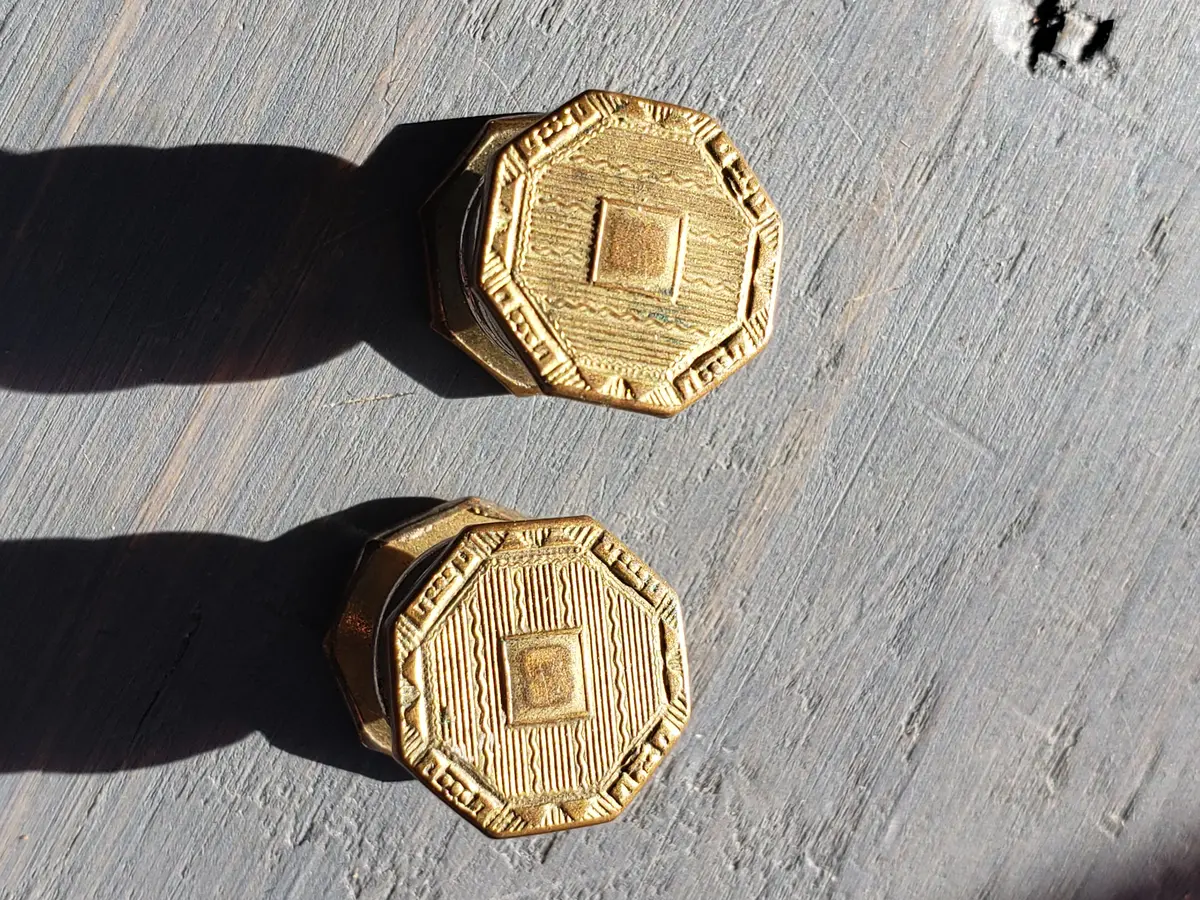 1920S Snap Cuff Links Brass Hexagon 1