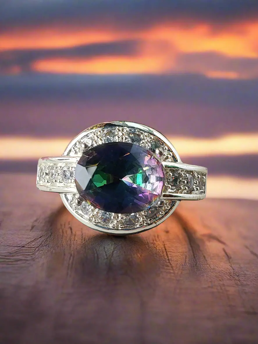.925 Mystic Topaz Ring Size 7.5 1